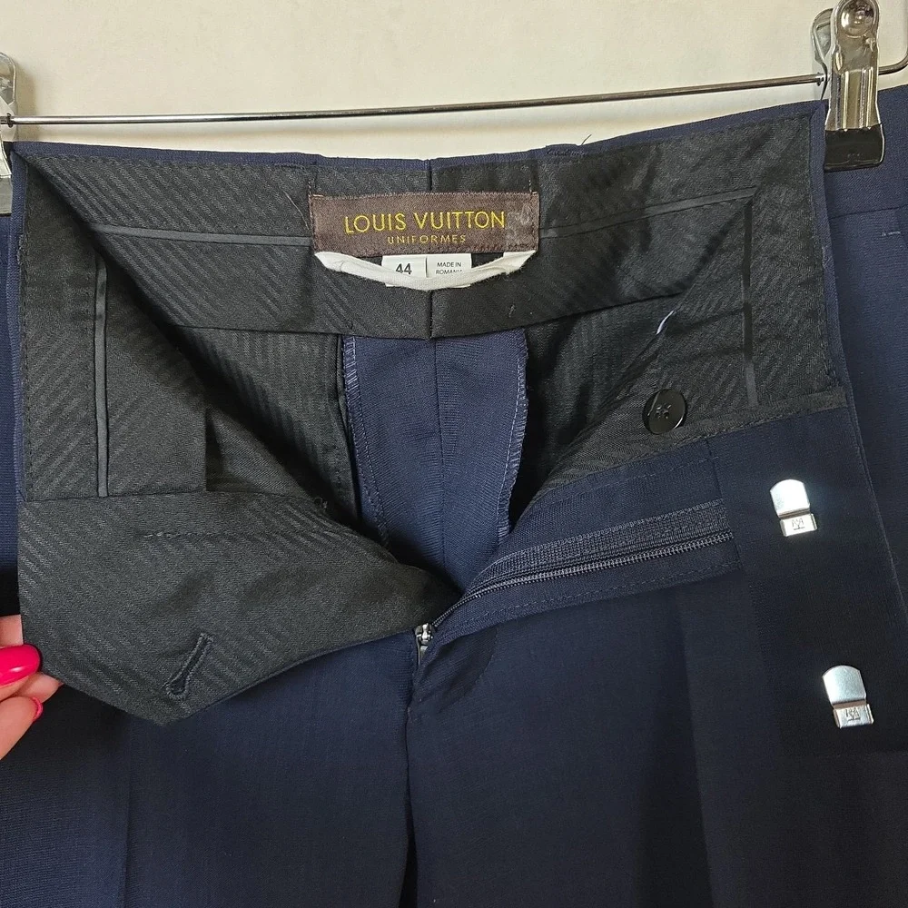 Louis Vuitton Rare Uniforms Mens Navy Slim HEMMED Trousers Size EU 44/US 28